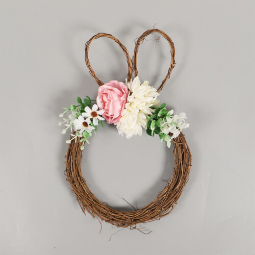 Easter Bunny Wreath with Eggs and Soft Blooms Small