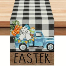 Tischläufer für Ostern mit Vintage-Hasen- und Eierprint, Größe S