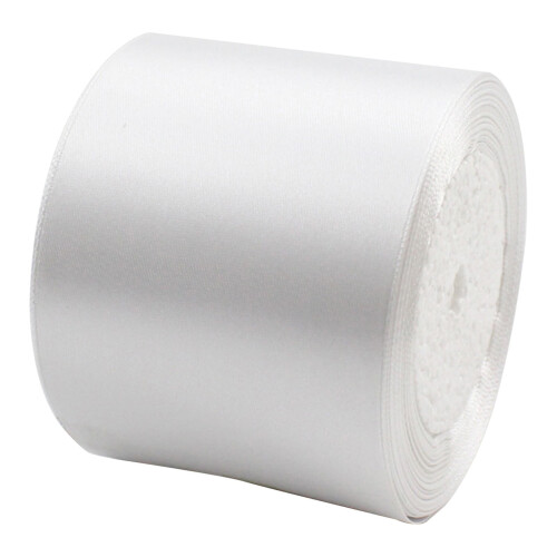 Satinband 7,5 cm brett vitt, 25 meter