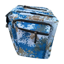 Bolsa trasera doble para bicicleta con estampado de camuflaje y asa.