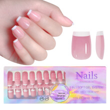Faux ongles en gel souple style français, 150 pièces, 14 tailles