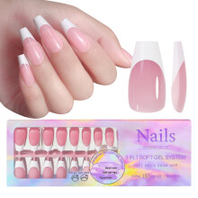 Faux ongles en gel souple style français, 150 pièces, 14 tailles
