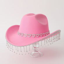 Pinkfarbener Pailletten-Cowboyhut für Damen (1 Stück)