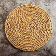 Ronde geweven placemats van natuurlijke waterhyacint, 32,4 cm