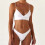 Women's White Bikini Set Push-Up High-Cut Halter Two-Piece 3