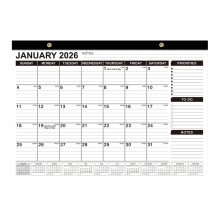 Calendário de mesa preto 2026, 17x12 polegadas, 18 meses