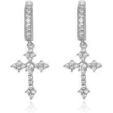 Gold Cross Earrings 14K Gold Plated Drop Dangle