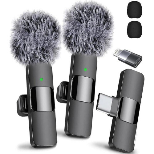 Kabelloses Lavalier-Mikrofon für iPhone und Android, Dual Mini