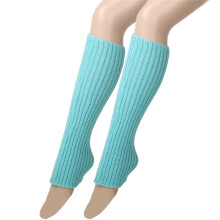 Pantofole da donna in maglia, foderate in peluche, antiscivolo, azzurre.