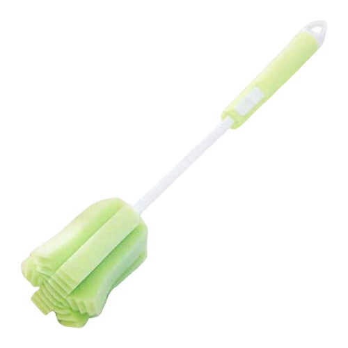 Brosse à biberon avec long manche réglable et éponge verte