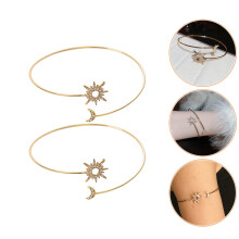 Bracelete minimalista dourado para mulheres (2 peças)