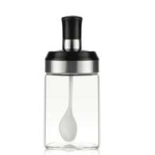 Glazen sauspot met deksel en lepel, 280 ml