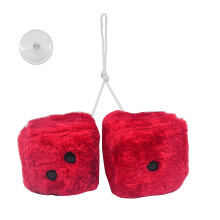 Par de peluches cuadrados retro de 7,5 cm con lunares para la decoración del interior del coche.