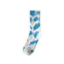 Tie-dye halfhoge sokken voor mannen en vrouwen, streetwear-stijl, casual crew sokken, zachte sportsokken voor skateboarden en dagelijks gebruik, blauw