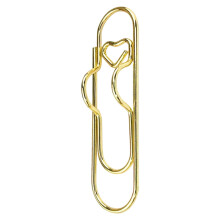 Gouden hartvormige pennenhouder met clip, metaal, 7 cm