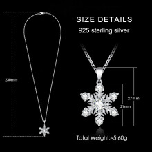 Collana con pendente a fiocco di neve in moissanite S925silver18K bianco