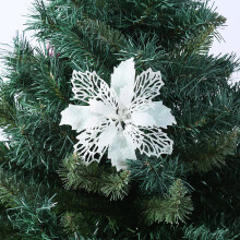 Fleurs de Noël artificielles à paillettes (12 pièces)
