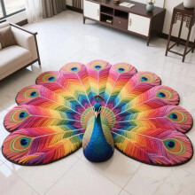Covoraș de ușă cu model floral de păun, 24x24 inci, antiderapant