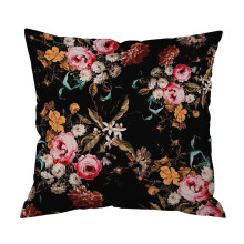 Linen blend floral cushion cover 18x18 inches
