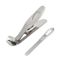Coupe-ongles coudés en acier inoxydable avec lime intégrée (1 paire)