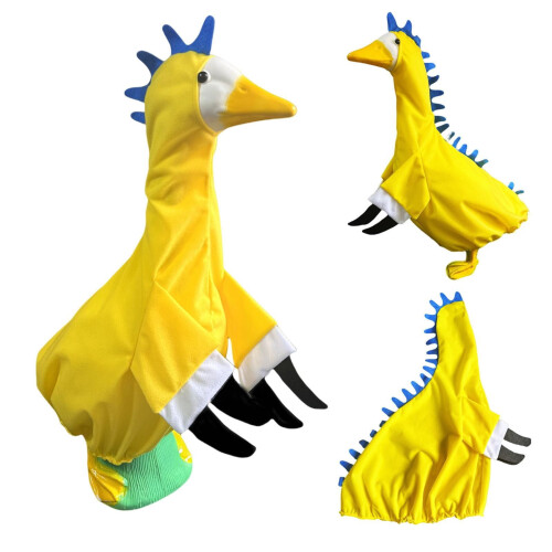 Conjunto de roupa de ganso dinossauro para estátua de 23 polegadas, amarelo e verde.
