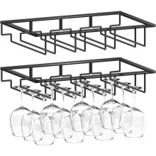 Porte-verres à pied sous meuble, métal noir, lot de 2