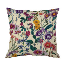 Housse de coussin en lin et coton à motif floral 45 x 45 cm