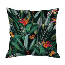 Housse de coussin florale en lin mélangé 45 x 45 cm