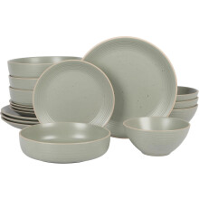 Dinah stoneware double bowl set sage green 16 pcs