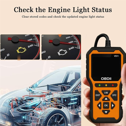 1 Pc 12v OBD2 V511 Automotive Engine Fault Code Detector, Automotive Diagnostic Tool, Fault Code Clearing Voltage Tester 2