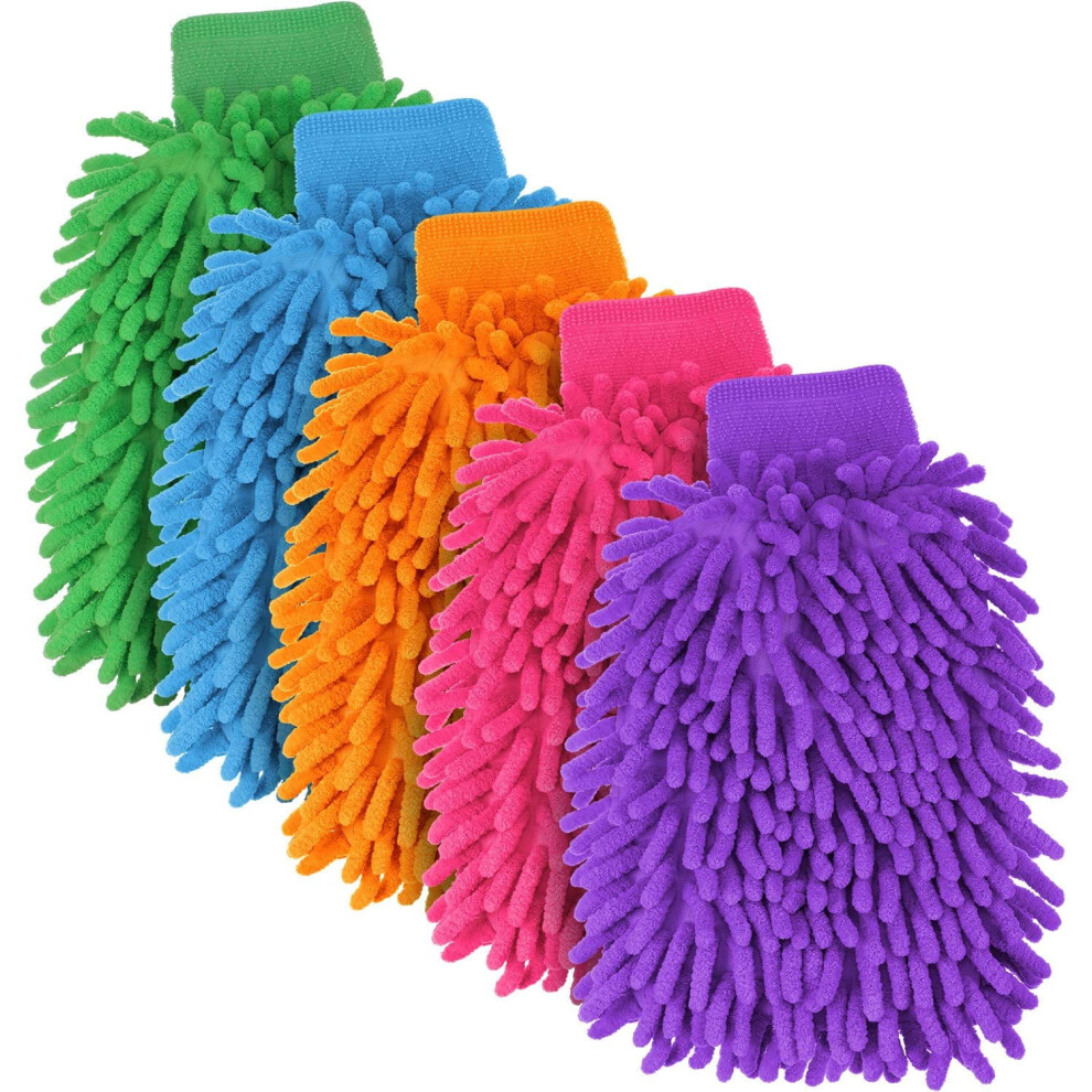 Car Wash Mitt Chenille Microfiber Double-Sided 5 Pieces 9066521436217