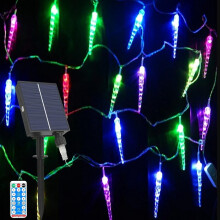 Luzes solares de cordão em forma de gelo para exterior, 7 metros (23 pés), 50 LEDs.