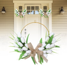 Ghirlanda pasquale artificiale di tulipani per porta d'ingresso (1 pezzo)