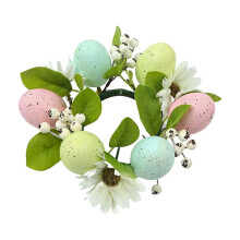 Anelli portacandele a forma di uovo di Pasqua, ghirlanda, decorazioni primaverili pastello, confezione da 1