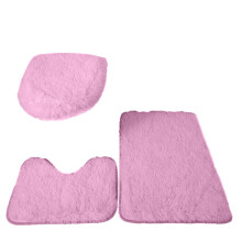 Ensemble de salle de bain : tapis shaggy en chenille, couvercle de baignoire en forme de U