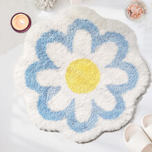 Blomsterbadematte Blå mikrofiber 61,6 x 61,6 cm