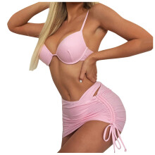 Bikini Sets for Women,Three Piece Bikini Set with Beach Skirt Swimsuit Cover Up and Bottom Bathing Suit for Women Outfit,Womens Bikini,RD1,M