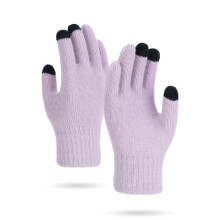 Unisex Thermal Knitted Gloves, Fleece-Lined, Five-Finger, Touchscreen-Compatible, One Size Fits Most