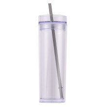 Vaso con pajita transparente de doble capa de 473 ml (16 oz)