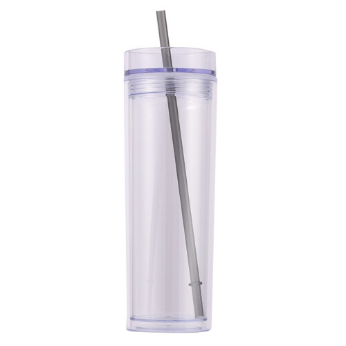 Doppelwandiger, transparenter Strohhalmbecher, 473 ml