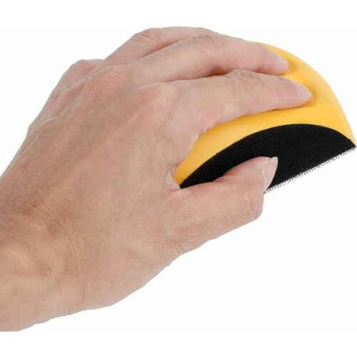 PU foam hand sanding block with hook and loop 6 inch yellow 2