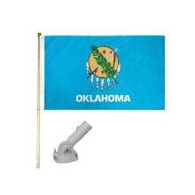 Zestaw drewnianych masztów flagowych z białym uchwytem 3x5 Flaga Oklahomy