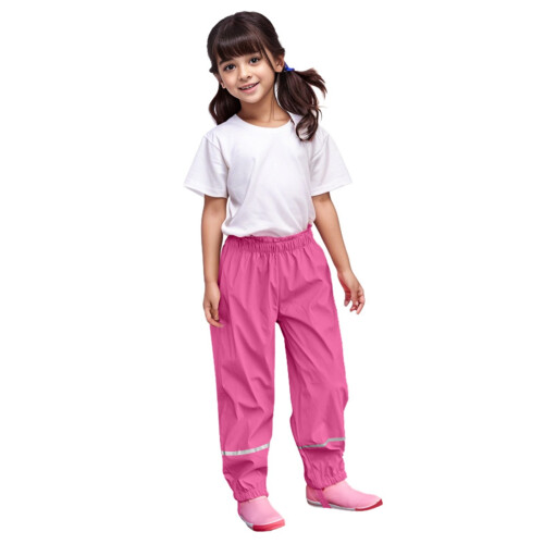 Conjunto infantil de jaqueta e calça de chuva refletivas, leves e quentes.