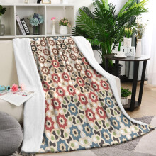 Plaid en laine d'agneau à motif géométrique floral et losanges marron, 102 x 127 cm, doux et léger, utilisable en toutes saisons sur canapé, lit