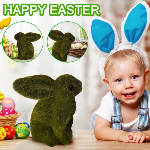 Beflockte Hasenfigur, Frühlingsdeko, 1 Stück 1