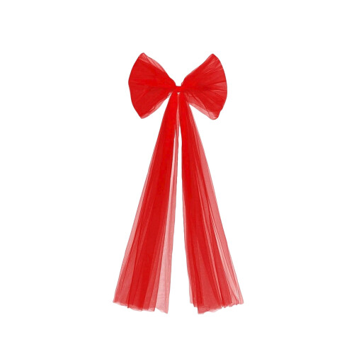 Laço de tule fofo para topo de árvore de Natal, 124 cm (49 polegadas), vermelho