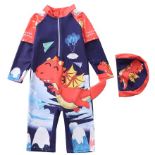 Boy Long Sleeve UPF 50 Sun Rash Guard Swimsuit for Beach & Pool, Navy, 10-12 Years