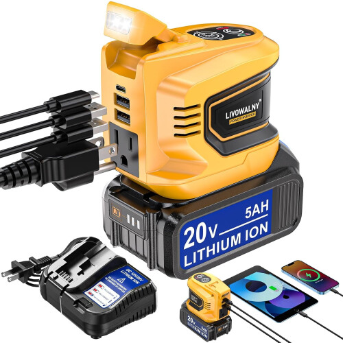 200W strømomformer for DeWalt 20V Max-batterier med