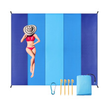Strandfilt Vattentät Sandtät Strandmatta 79" X 83" för 2-5 vuxna Snabbtorkande Picknickmatta för utomhusbruk Strandtillbehör för resor,