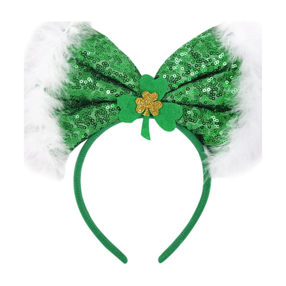 Shamrock Headband with Glitter Ears and Clover Decor 1pc